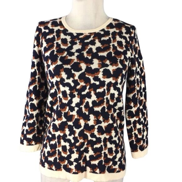 Ann Taylor Scoopneck 3/4 Sleeve Animal Print Sweater. S. Wool Blend - Picture 4 of 13